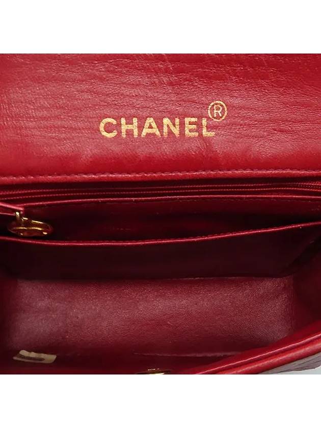 Lambskin red color gold classic mini chain cross bag - CHANEL - BALAAN 5