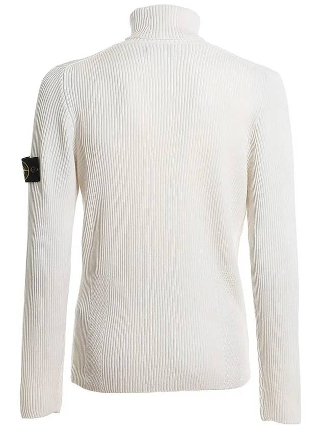 Logo Patch Wool Knit Turtleneck White - STONE ISLAND - BALAAN 4