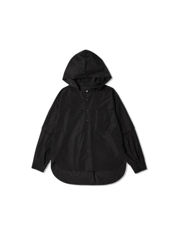 DETACHABLE SLEEVE HOOD SHIRTSBLACK - VAEKCIE - BALAAN 1