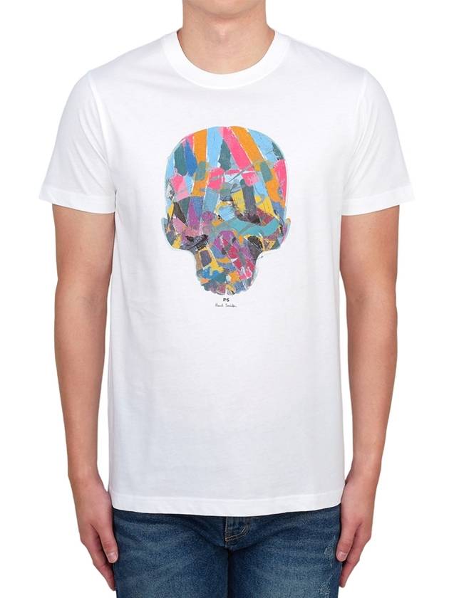 Multi-Color Skull Print Short Sleeve T-Shirt White - PAUL SMITH - BALAAN 1