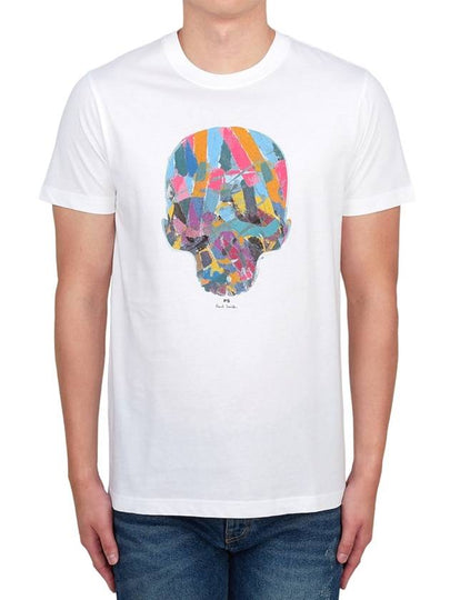 Multi-Color Skull Print Short Sleeve T-Shirt White - PAUL SMITH - BALAAN 2