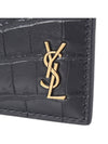 Monogram Logo Crocodile Card Wallet Black - SAINT LAURENT - BALAAN 5