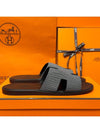 Men's Izmir Sandals Calfskin Chevron Black - HERMES - BALAAN 3