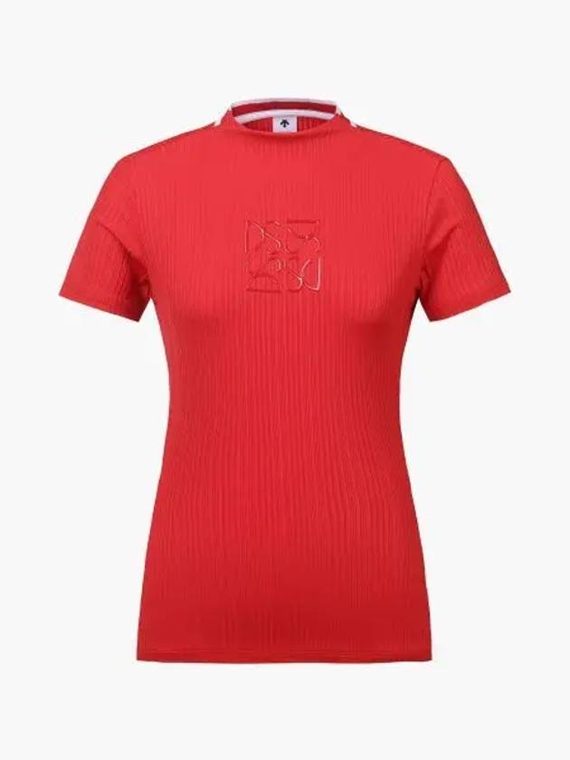 GOLF Women s Ribbed High Neck Short Sleeve T Shirt DP22WFTS61 - DESCENTE - BALAAN 1