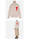 Big Heart Logo Wool Knit Turtleneck Beige - AMI - BALAAN 6