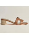 Oasis Calfskin Slipper Heels Gold Piqures Ecrues - HERMES - BALAAN 4