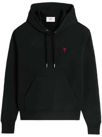 Red Heart Logo Classic Cotton Hoodie Black - AMI - BALAAN 1