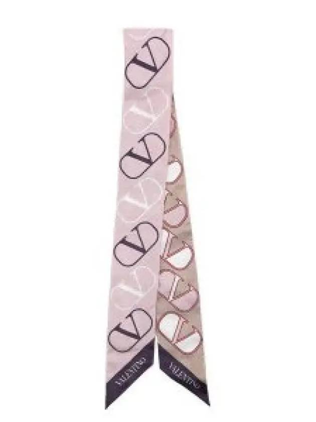 V Logo Signature Silk Scarf Pink - VALENTINO - BALAAN 1