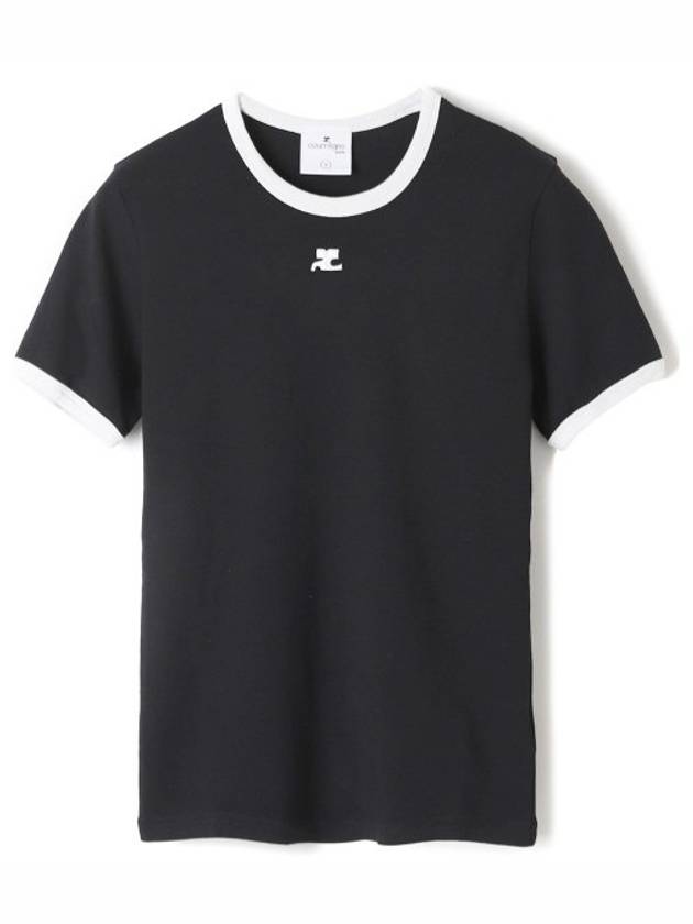 Bumpy Contrast Re-Edition Short Sleeve T-Shirt Black - COURREGES - BALAAN 2