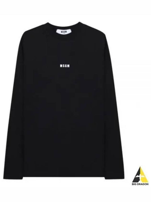 Micro Logo Print Long Sleeve T-Shirt Black - MSGM - BALAAN 2