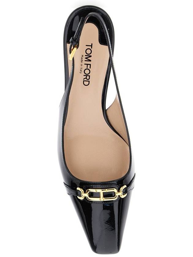 Black Slingback Pumps With T Logo Detail In Patent Leather Woman - TOM FORD - BALAAN 4