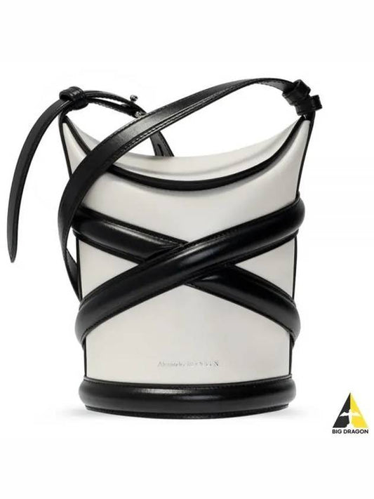 The Curve Two-Tone Bucket Bag White Black - ALEXANDER MCQUEEN - BALAAN 2