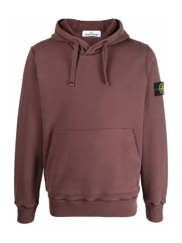 Wappen Patch Brushed Cotton Fleece Hoodie Brown - STONE ISLAND - BALAAN 3