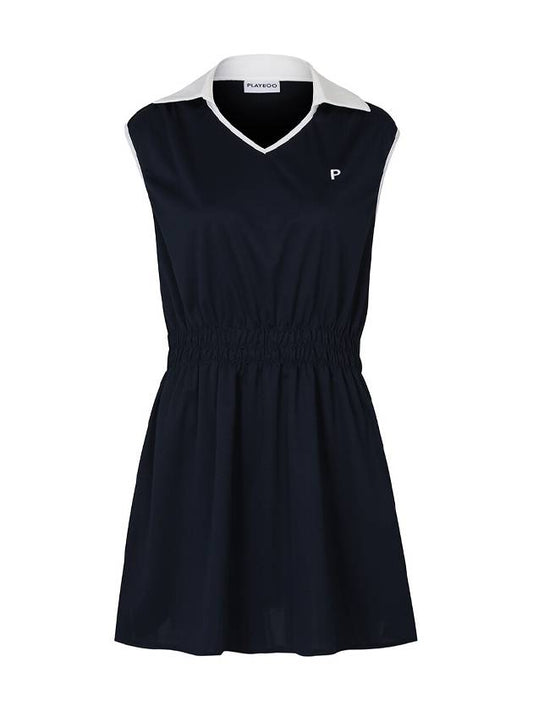 PIQUE COLLARED BANDING DRESSNavy - PLAYBOO - BALAAN 1