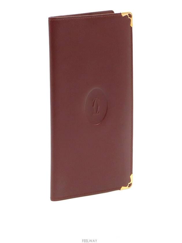 Burgundy Calfskin Must International Gusset Long Wallet L3001360 - CARTIER - BALAAN 3