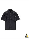 Short Sleeved Re Nylon Shirt Black - PRADA - BALAAN 2