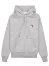 Small Heart Logo Hoodie Heather Ash Grey - AMI - BALAAN 2