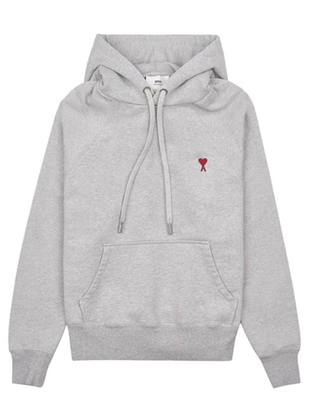 Small Heart Logo Hoodie Heather Ash Grey - AMI - BALAAN 2