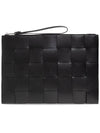 Intrecciato Weaving Strap Clutch Bag Black - BOTTEGA VENETA - BALAAN 2