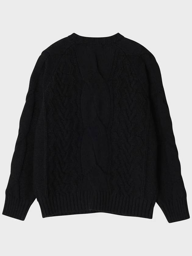 Heavy Multi Cable Knit Top Black - NOIRER FOR WOMEN - BALAAN 4