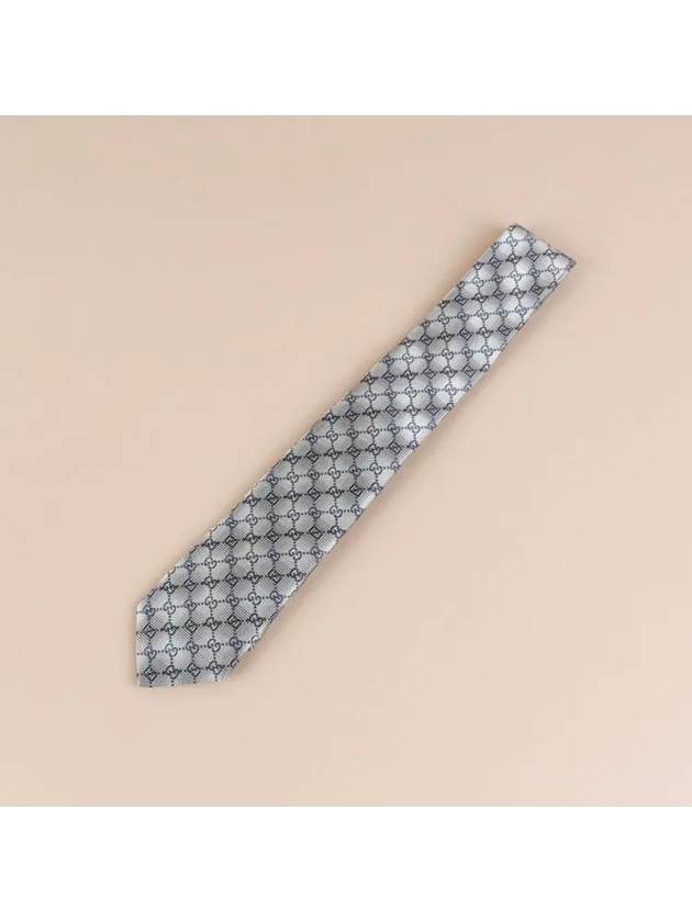 GG Pattern Slim Silk Tie Light Grey - GUCCI - BALAAN 3