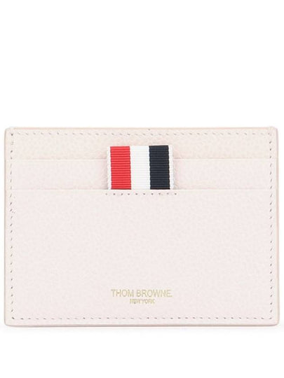 Stripe Note Compartment Pebble Grain Leather Card Wallet Pink - THOM BROWNE - BALAAN 2