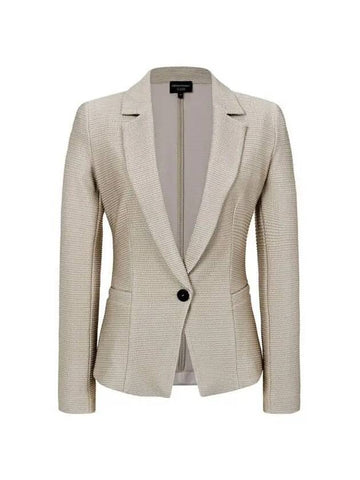 Women s Textured Easy Single Jacket Beige - EMPORIO ARMANI - BALAAN 1