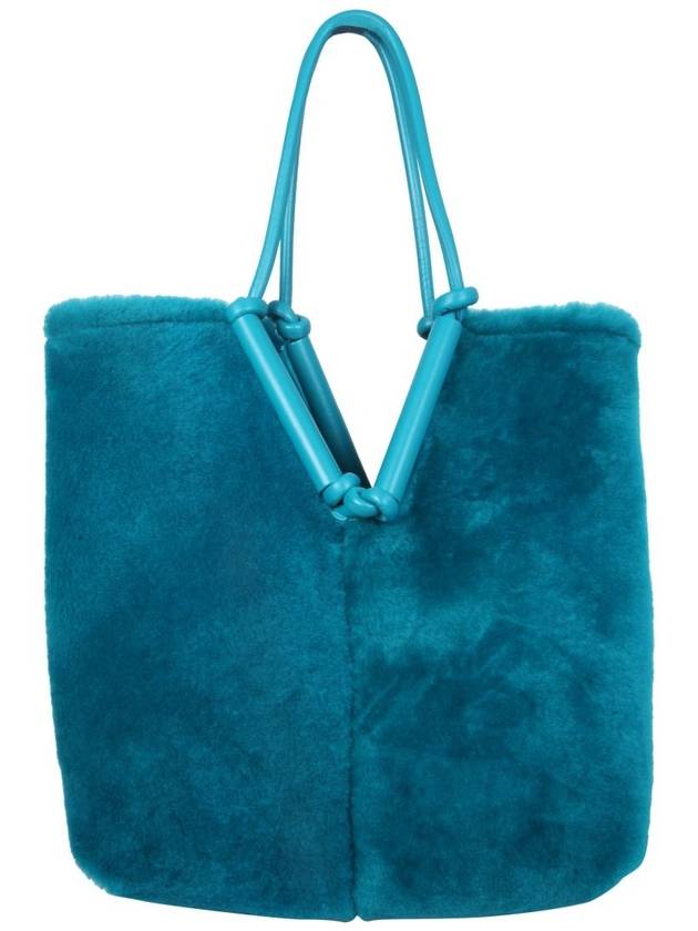 Bowlster Reversible Shearling Tote Bag Blue - BOTTEGA VENETA - BALAAN 3