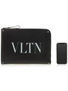 VLTN Logo Rockstud Clutch Bag Black - VALENTINO - BALAAN 7