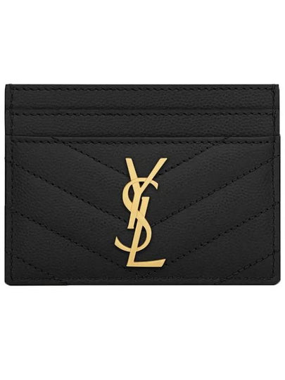 Gold Hardware Matelasse Caviar Leather Card Wallet Black - SAINT LAURENT - BALAAN 2