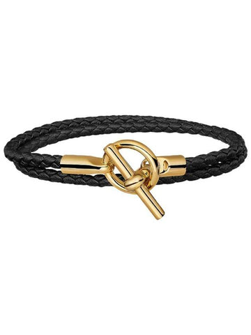 Glennan Double Tour Gold Bracelet Black - HERMES - BALAAN 1