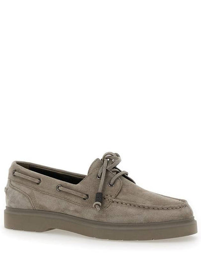 Beige Boat Loafers With Jewelry Details In Suede Women - BRUNELLO CUCINELLI - BALAAN 2