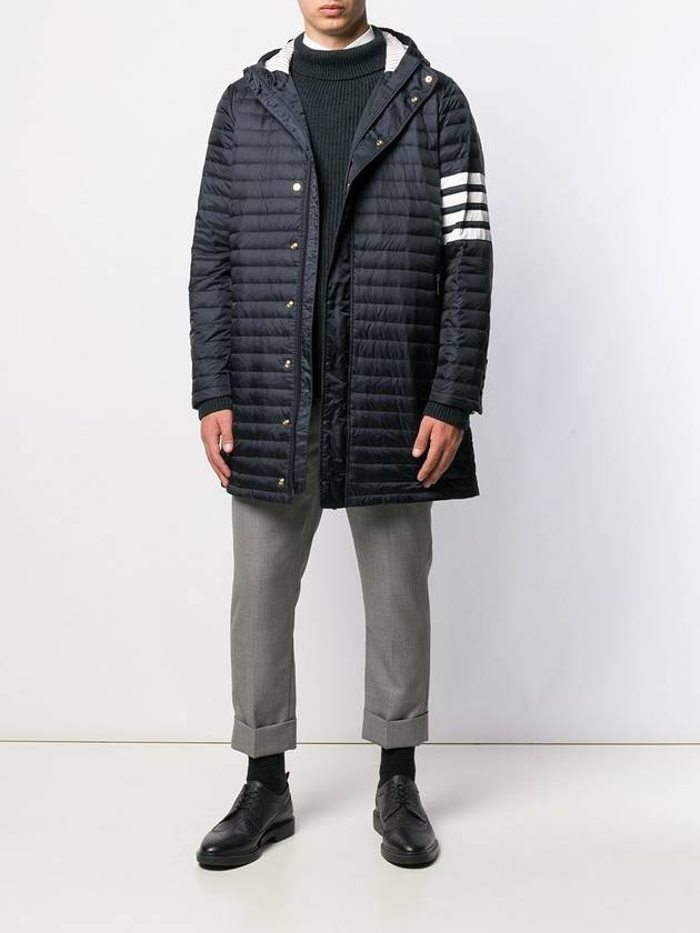 Men's 4 Bar Hooded Padding Navy - THOM BROWNE - BALAAN 4