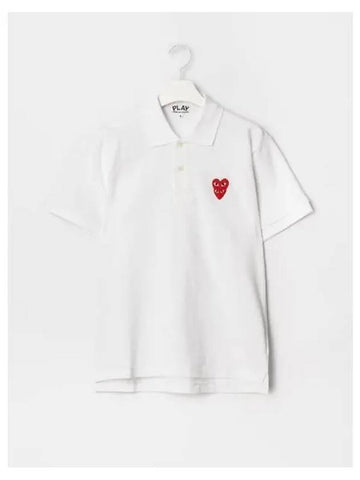 Women s Double Red Heart Waffen Polo T shirt Blouse Southern White Domestic Product GM0023022211060 - COMME DES GARCONS PLAY - BALAAN 1