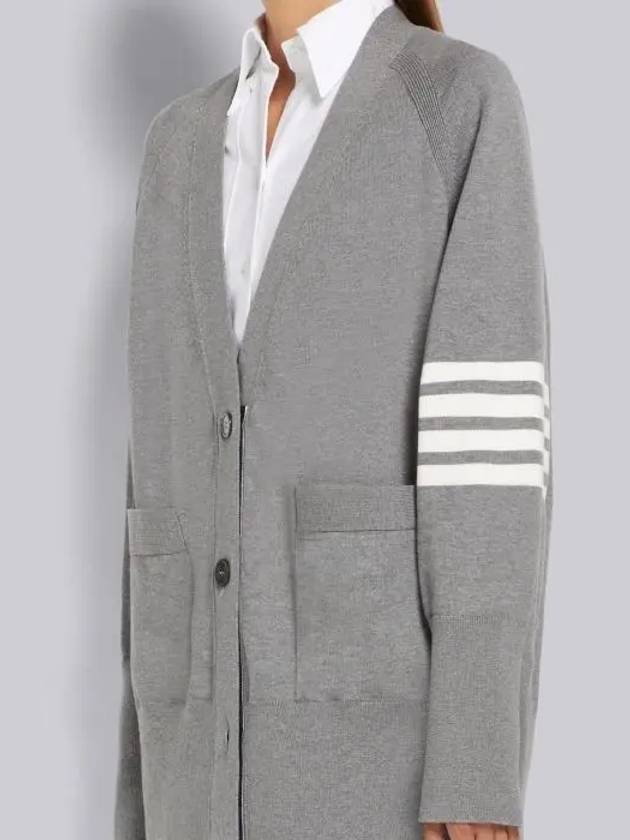 Stitched Cotton 4 Bar Cardigan Grey - THOM BROWNE - BALAAN 2