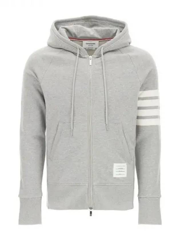 Engineered 4 Bar Diagonal Zip Up Hoodie Light Grey - THOM BROWNE - BALAAN 2