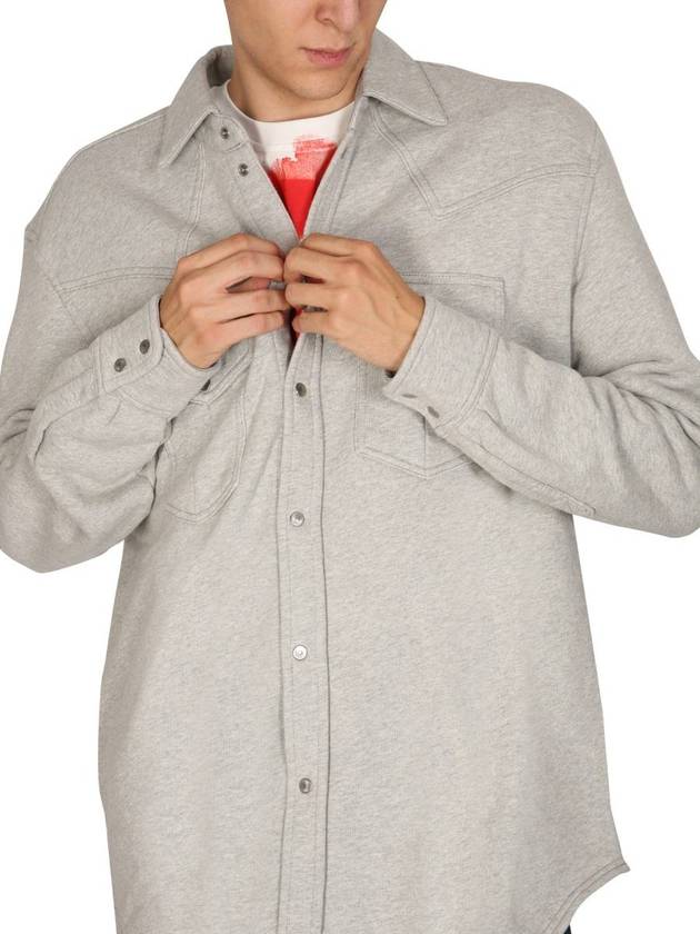 Men's Studded Button Long Sleeve Shirt Gray - DIESEL - BALAAN 4