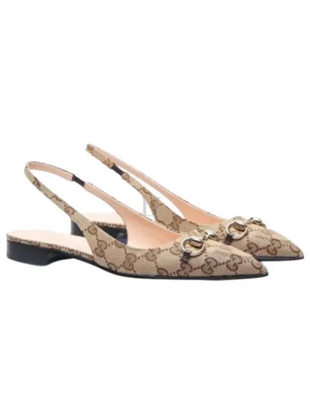 Horsebit Slingback Ballet Flat Beige Ebony - GUCCI - BALAAN 2