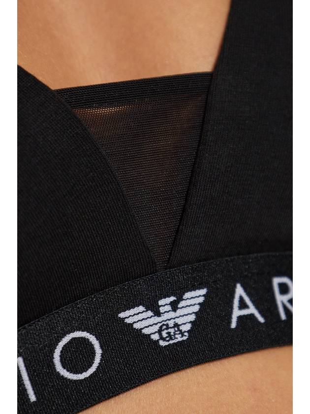 Emporio Armani Cotton Bra With Logo, Women's, Black - EMPORIO ARMANI - BALAAN 4