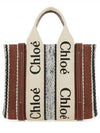 Woody Small Striped Linen Calfskin Strap Tote Bag Soft Tan - CHLOE - BALAAN 2