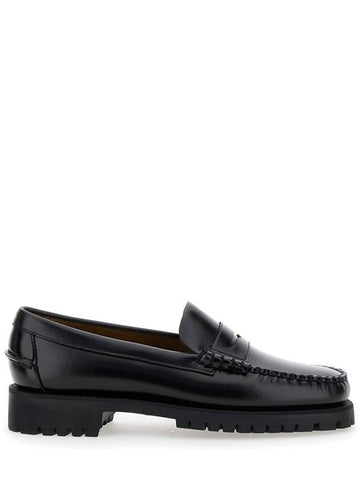 Black Slip-On Loafers With Lug Sole In Leather Woman - SEBAGO - BALAAN 1