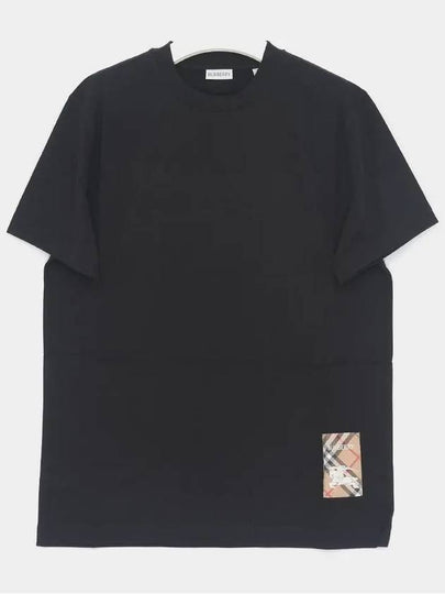 Check Label Cotton Short Sleeve T-Shirt Black - BURBERRY - BALAAN 2