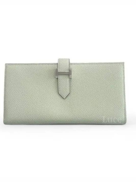 Bean leather long wallet mint silver cabinet - HERMES - BALAAN 1