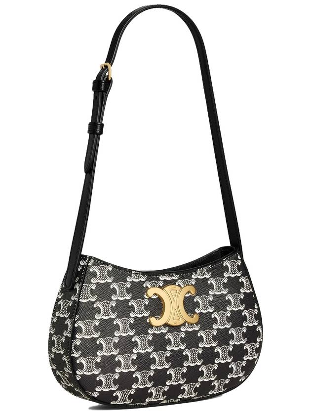 Medium Tilly Triomphe Canvas Two-Tone Shoulder Bag Black - CELINE - BALAAN 3