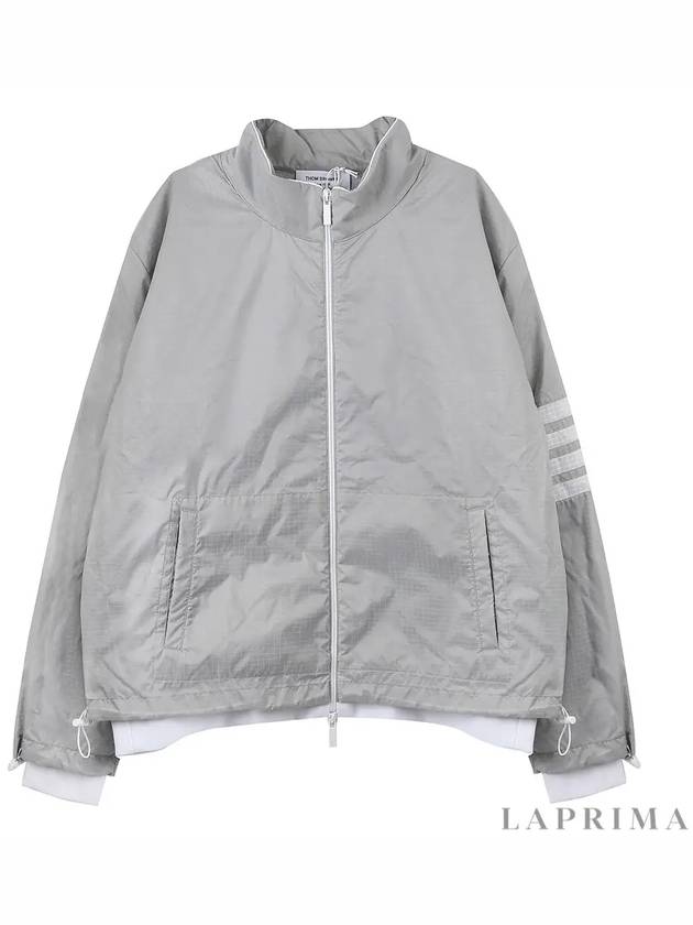 4 Bar Stripe Ripstop Zip-up Jacket Grey - THOM BROWNE - BALAAN 9