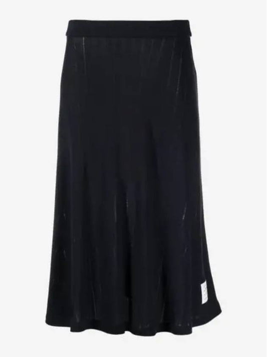 Pointelle Rip Below The Knee A-Line Skirt Navy - THOM BROWNE - BALAAN 2