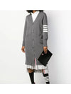 Cotton Crepe Milano Stitch 4-Bar Long V-Neck Cardigan Medium Grey - THOM BROWNE - BALAAN 2