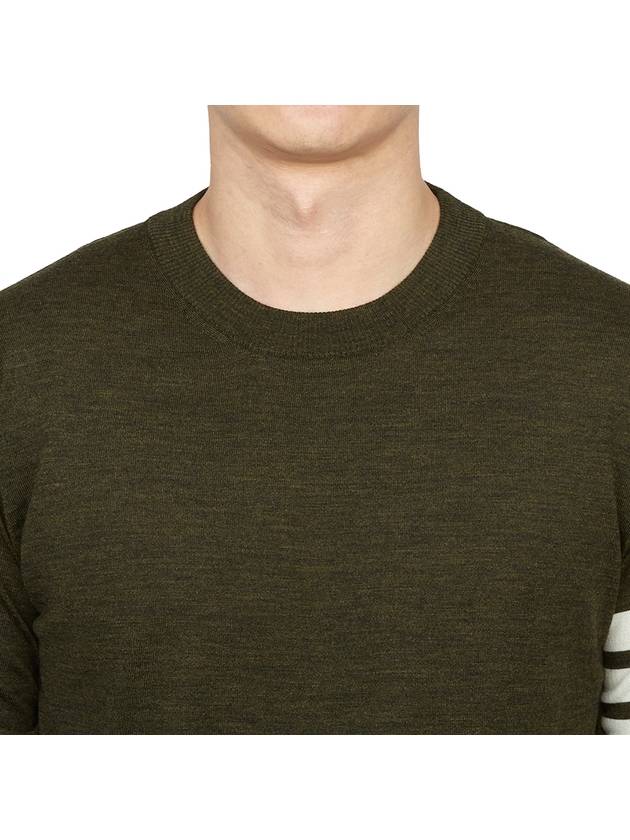 4 Bar Armband Classic Merino Wool Knit Top Dark Green - THOM BROWNE - BALAAN 6