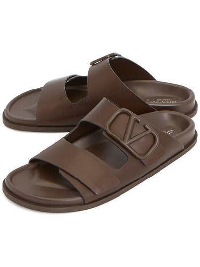 V Logo Signature Sandals Brown - VALENTINO - BALAAN 2