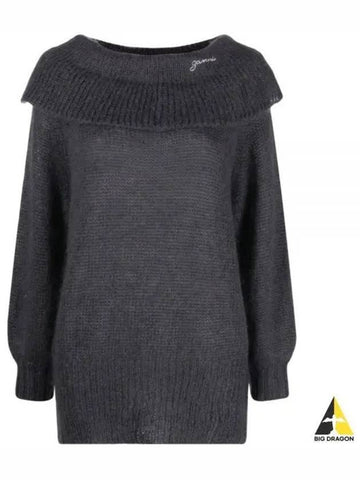 Women s off shoulder knit dark gray K1743 - GANNI - BALAAN 1